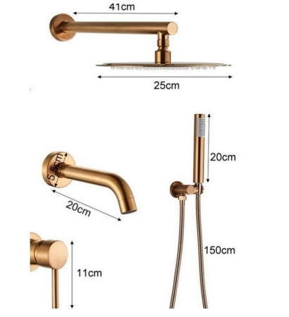 Set de dus RoseGold din otel inoxidabil cu montare pe perete, AquaSpa [2]