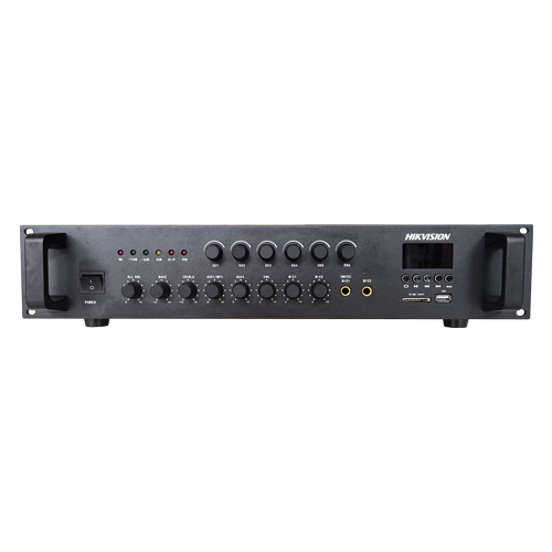 Amplificator Analog, 120W, 6 zone, 2xAUX, EMC IN, 2xMic, Bluetooth, USB, SD Card, MP3 - HIKVISION DS-QAE0A120G1-VB6 [1]