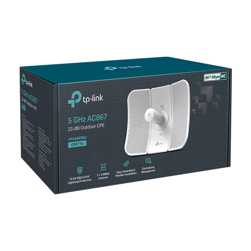 Bridge wireless, Wi-Fi 5, 5GHz, 23 dBi, 30 km, 1 x RJ45 Gigabit, PoE pasiv - TP-Link CPE710 [3]