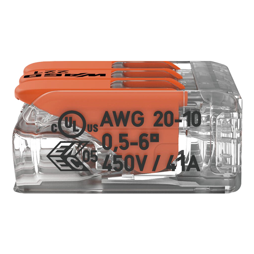 Conector derivatie 3 fire, max. 6 mmÂ² (30 buc.) - WAGO 221-613 [4]