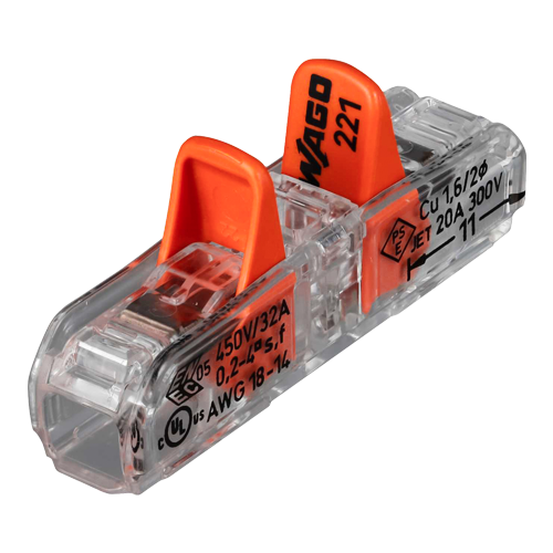 Conector derivatie in linie, 2 fire, max. 4 mmÂ² (60 buc.) - WAGO 221-2411 [2]