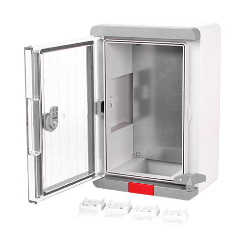 Cutie distributie IP67 din ABS gri, usa transparenta, placa metalica, 200x300x130 mm PS203013 [2]
