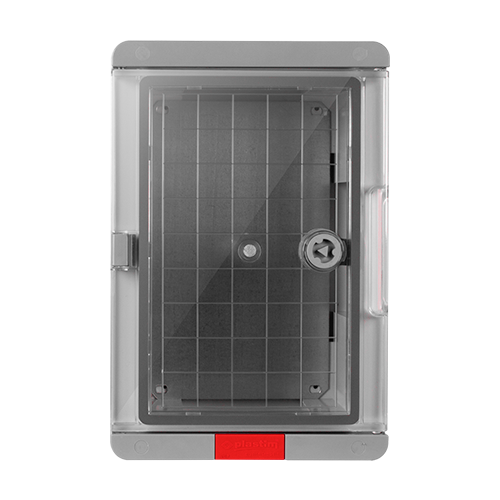 Cutie distributie IP67 din ABS gri, usa transparenta, placa metalica, 200x300x130 mm PS203013 [3]
