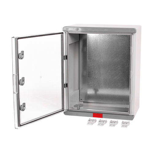 Cutie distributie IP67 din ABS gri, usa transparenta, placa metalica, 400x500x240 mm PS405024 [2]