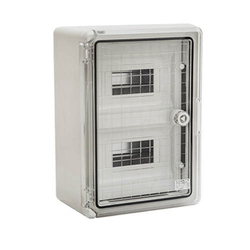 Cutie modulara IP65 din ABS gri, usa transparenta, 2 x 9 module, 250x350x150 mm PP3112 [2]