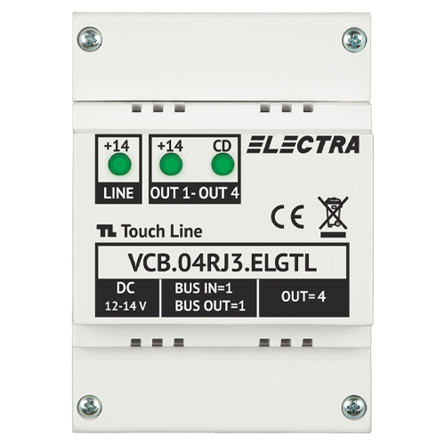 Doza derivatie video 4 iesiri, conectori RJ45, G3 - ELECTRA VCB.04RJ3.ELGTL [1]