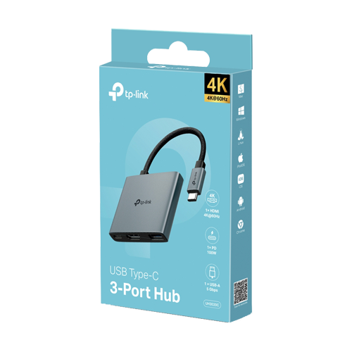 Hub USB-C 3-in-1, 1 x USB-C PD 100W, 1 x USB-A 5Gbps, 1 x HDMI 4K@60Hz - TP-Link UH3020C [2]