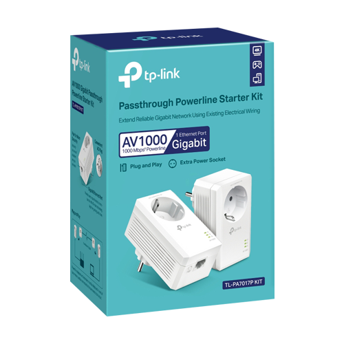 Kit Powerline AV1000, Passthrough, 1 x RJ45 Gigabit - TP-Link TL-PA7017PKIT [2]