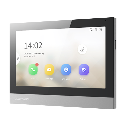 Monitor videointerfon TCP/IP, TFT 7 inch touch screen, WiFi, PoE, Alarma IN - HIKVISION DS-KH8380-WTE1 [2]