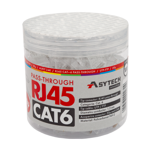 Mufa RJ-45 UTP Cat.6 EZ Passthrough, 50u (100 buc) RJ45-CAT6-EZ-50U-JAR [1]
