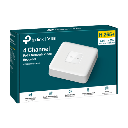 NVR 4K, 4 canale max. 8MP, 4 porturi PoE, Audio IN/OUT, Speaker, 1 x SATA - TP-Link VIGI VIGINVR1104H-4P [2]