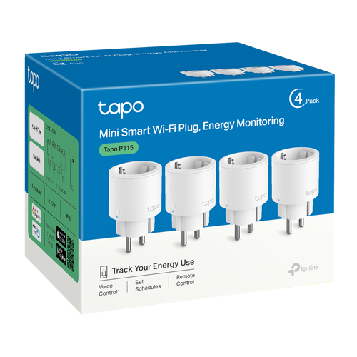 Pachet 4 prize smart, 16A, 3680W, Wi-Fi, control vocal, monitorizare consum - TP-Link Tapo TapoP115(4-pack) [2]