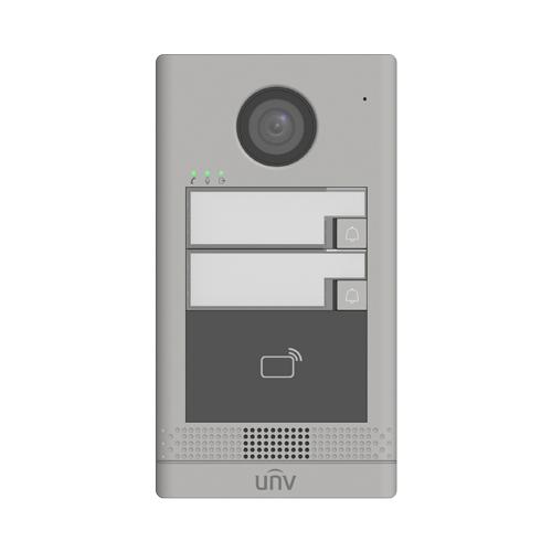 Post exterior videointerfon TCP/IP pentru 2 familii, IR, IK08 - UNV OEU-202S-HMK2 [1]