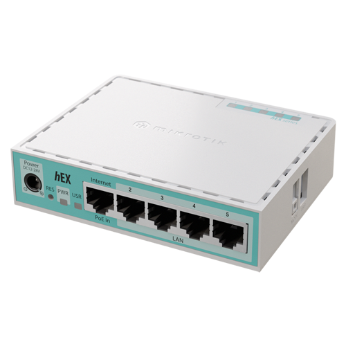 Router hEX, 5 porturi Gigabit, USB, PoE IN - MikroTik E50UG [1]
