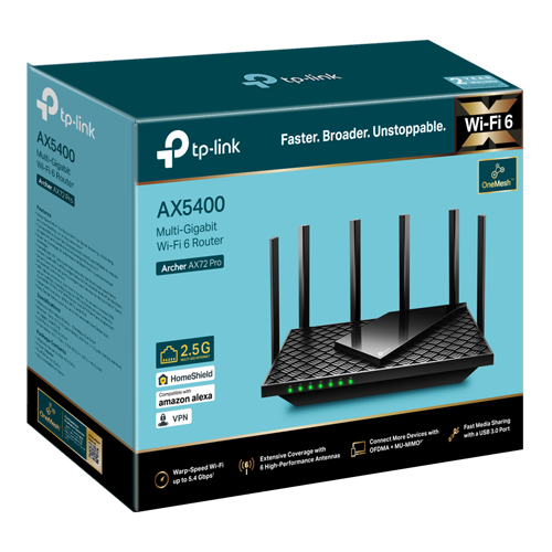 Router wireless TP-Link Archer AX72 Pro, AX5400, Wi-Fi 6, Dual-Band Gigabit, 1x2.5 Gigabit, USB 3.0, MU-MIMO ArcherAX72Pro [2]