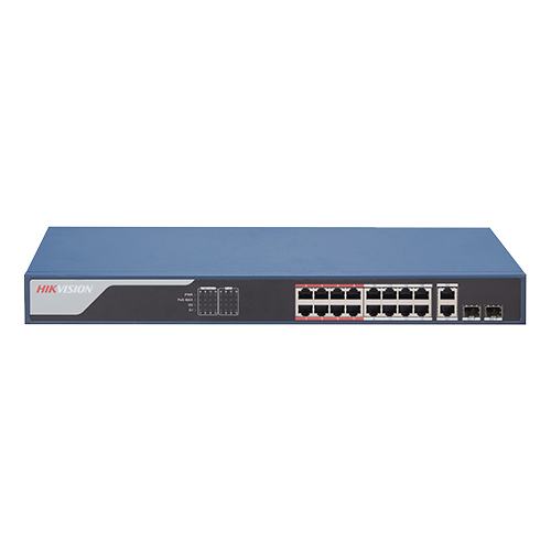 Switch 16 porturi PoE 100Mbps, 2 port uplink Gigabit, SMART Management - HIKVISION DS-3E1318P-EI [2]