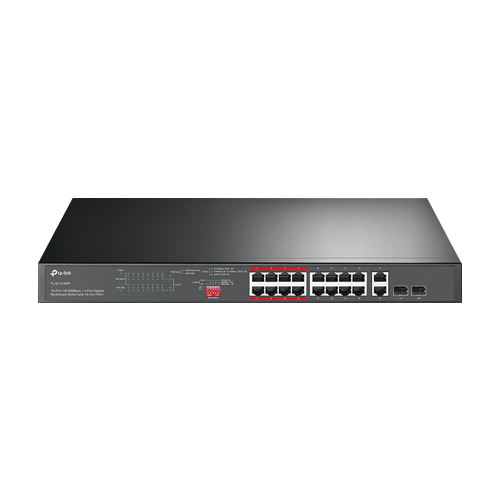 Switch 16 x RJ45 10/100 Mbps PoE, 2 x RJ45 1G, 2 x combo SFP 1G, Buget PoE 250W, Unmanaged - TP-Link TL-SL1218MP [1]
