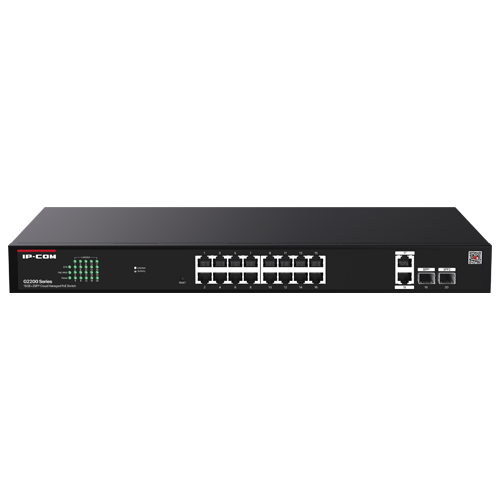 Switch 16 x RJ45 1G PoE, 2 x SFP 1G, 2 x RJ45 1G, Management, 1U - IP-COM G2220P-16-250W [2]