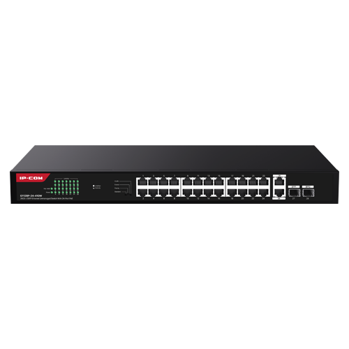 Switch 24 porturi Gigabit PoE, 2 x RJ45 Uplink Gigabit, 2 x SFP Gigabit, 1U - IP-COM G1128P-24-410W [1]