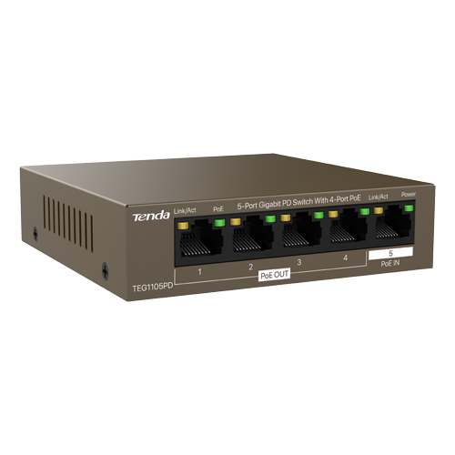 Switch 4 porturi PoE OUT, 1 port PoE IN, Gigabit - TENDA TND-TEG1105PD [3]