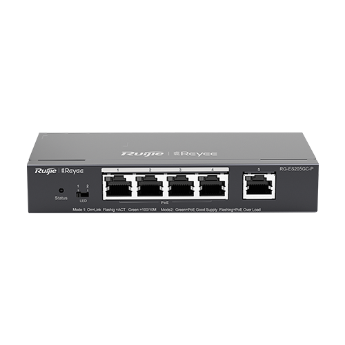 Switch 4 porturi PoE+ RJ45 Gigabit, 1 port uplink RJ45 Gigabit, L2 Cloud Management - Ruijie RG-ES205GC-P [1]