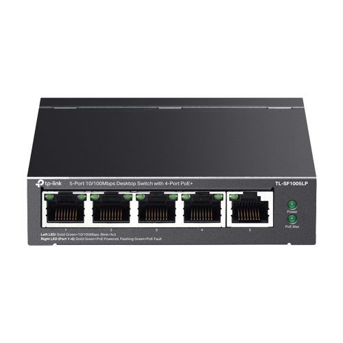 Switch 4 porturi RJ45 10/100 Mbps PoE, 1 port RJ45 10/100 Mbps, Buget PoE 41W, Unmanaged - TP-Link TL-SF1005LP [1]