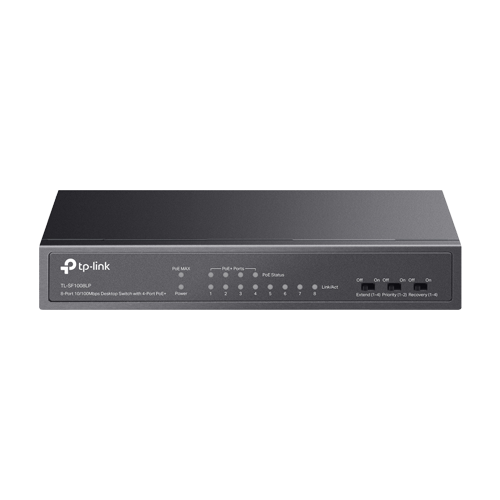 Switch 4 porturi RJ45 10/100 Mbps PoE, 4 x RJ45 10/100 Mbps, Buget PoE 41W, Unmanaged - TP-Link TL-SF1008LP [1]