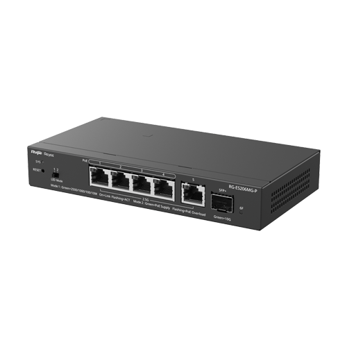 Switch 4 x RJ45 2.5G PoE, 1 x SFP+ 10G, 1 x RJ45 2.5G, Cloud Management - Ruijie Reyee RG-ES206MG-P [2]