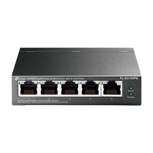 Switch 4 x RJ45 Gigabit PoE, 1 x RJ45 Gigabit, Buget PoE 65W, Easy Smart Managed - TP-Link TL-SG105PE [1]