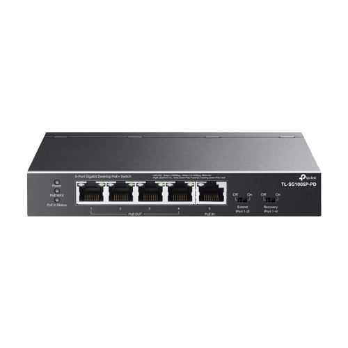 Switch 4 x RJ45 Gigabit PoE Out, 1 x RJ45 Gigabit PoE In, Unmanaged - TP-Link TL-SG1005P-PD [1]