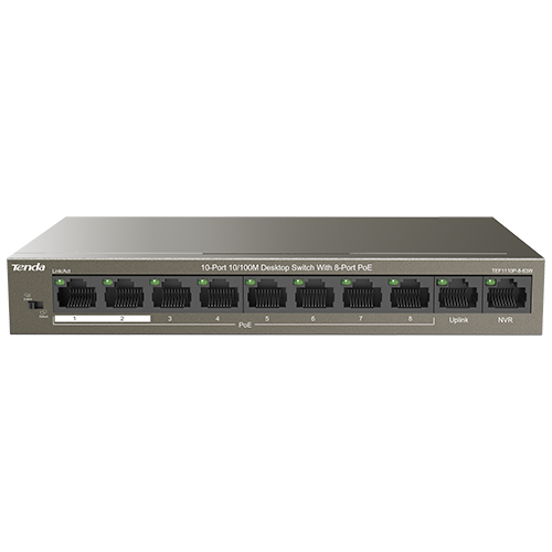 Switch 8 porturi 10/100Mbps PoE, 2 porturi Uplink 10/100Mbps - Tenda TND-TEF1110P-8-63W [1]