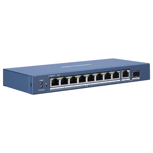 Switch 8 porturi Gigabit PoE, 1 port RJ45, 1 port SFP - HIKVISION DS-3E0510P-E [2]