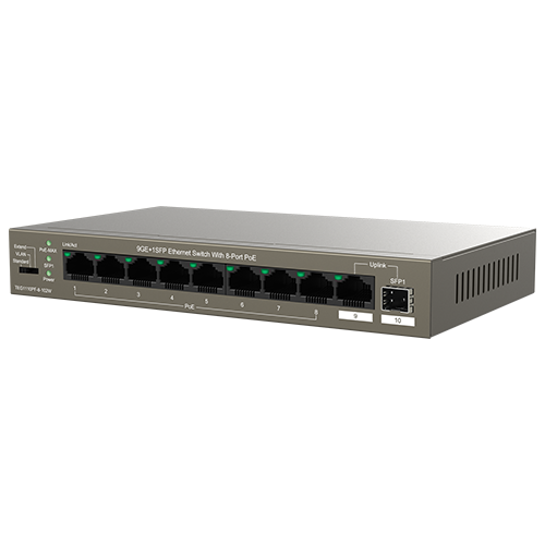 Switch 8 porturi Gigabit PoE, 1 port Uplink Gigabit, 1 port SFP Uplink Gigabit - Tenda TND-TEG1110PF-8-102W [3]