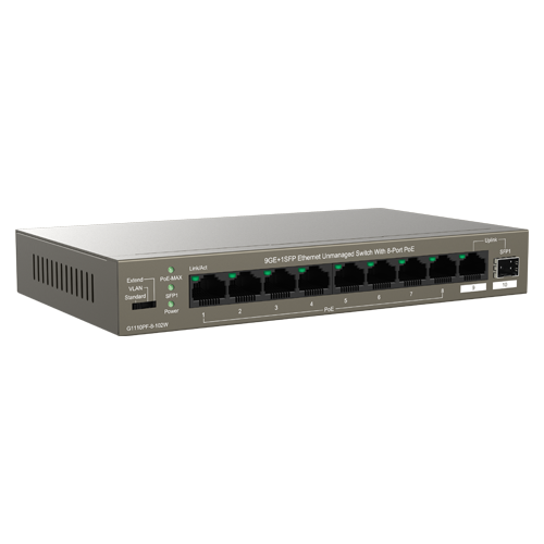 Switch 8 porturi Gigabit PoE, 1 x RJ45 Gigabit Uplink, 1 x SFP Gigabit Uplink - IP-COM G1110PF-8-102W [2]