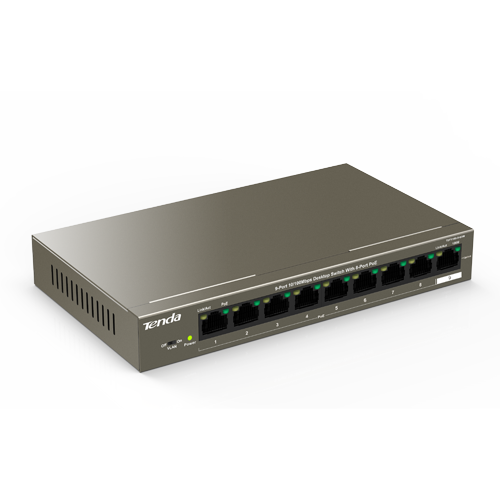 Switch 8 porturi PoE, 1 port uplink RJ45, 10/100Mbps - TENDA TND-TEF1109P-8-63W [2]