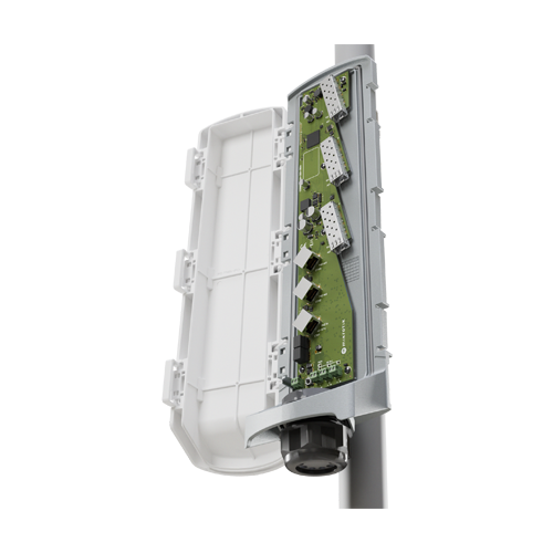 Switch exterior, 3 x RJ45 1G (1 x PoE-In bt, 2 x PoE-Out), 3 x SFP+ 10G, IP66 - Mikrotik CSS606-1G-2Gi-3S+OUT [2]