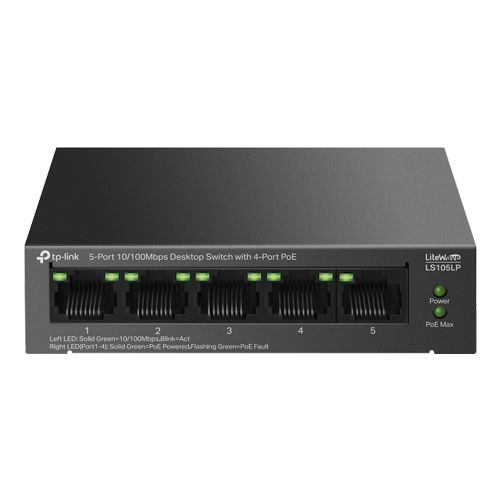 Switch LiteWave, 5 porturi RJ45 10/100Mbps, 4xPoE+, Unmanaged - TP-Link LS105LP [1]