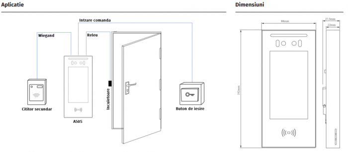 Terminal de control acces IP Akuvox A05C cu ecran de 5 inch si camera duala, recunoastere faciala, cod QR, BLE, NFC, RFID MF [2]