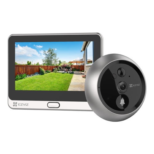 Vizor electronic smart, Wi-Fi, FullHD, monitor 4.3 inch, sonerie, acumulator 4600mAh, Argintiu - EZVIZ CS-DP2C-Silver [1]