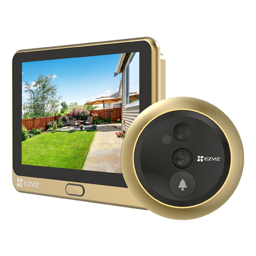 Vizor electronic smart, Wi-Fi, FullHD, monitor 4.3 inch, sonerie, acumulator 4600mAh, Auriu - EZVIZ CS-DP2C-Golden [1]