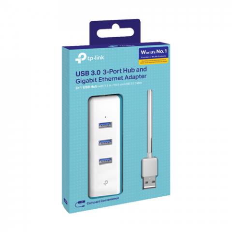 Adaptor Ethernet USB - RJ45 Gigabit, 3 x USB 3.0 - TP-Link UE330 [1]