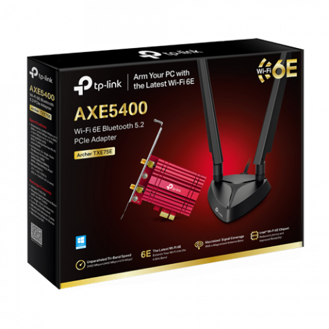 Adaptor PCI-E Bluetooth 5.3, Wi-Fi 6E, AXE5400 Tri-Band, 2 x Antene High-Gain - TP-Link ArcherTXE75E [1]