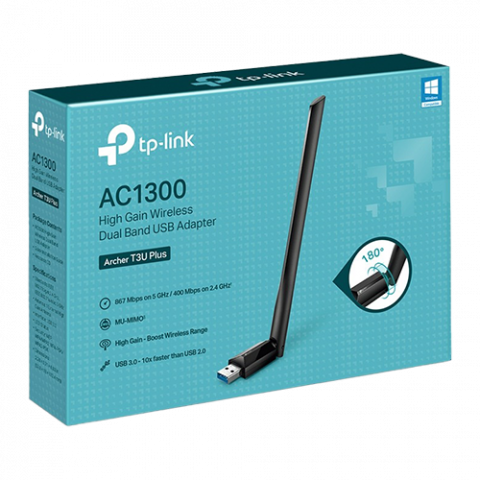 Adaptor Wireless TP-Link Archer T3U Plus, AC1300, Dual-Band ArcherT3UPlus [1]