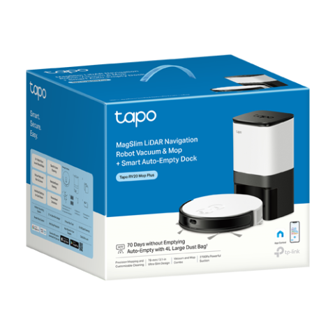 Aspirator robot RV20 Mop Plus, Spalare umeda, Golire automata, 2700Pa, MagSlim & Gyro - TP-Link Tapo TapoRV20MopPlus [2]