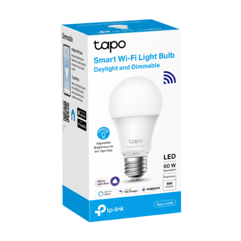 Bec smart Wi-Fi, lumina naturala 4000K ajustabila, 806 lm, E27 - TP-Link Tapo TapoL520E [1]