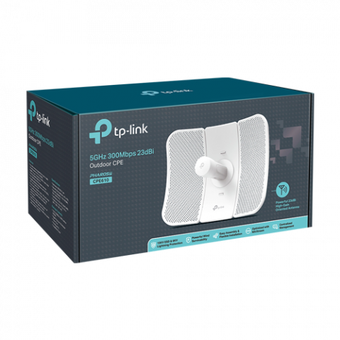 Bridge wireless, Wi-Fi 4, 5GHz, 23 dBi, 30 km, 1 x RJ45 10/100 Mbps, PoE pasiv - TP-Link CPE610 [2]