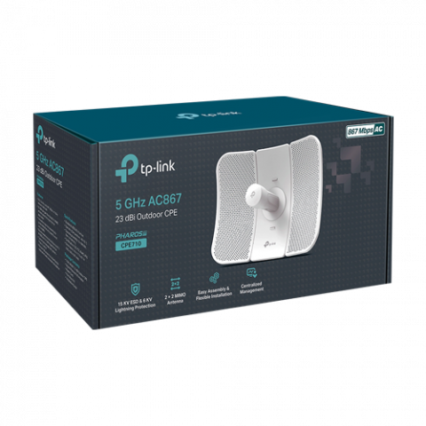 Bridge wireless, Wi-Fi 5, 5GHz, 23 dBi, 30 km, 1 x RJ45 Gigabit, PoE pasiv - TP-Link CPE710 [2]