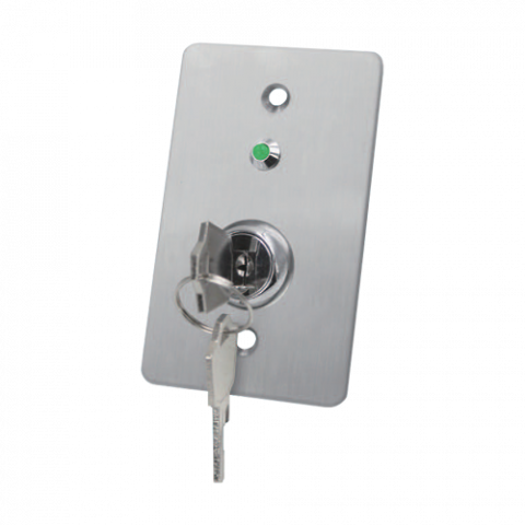 Butoane de acces - Buton de iesire cu cheie, montaj ingropat, inox, LED, NO-NC-COM, 86 x 50 mm CSK-508SLED