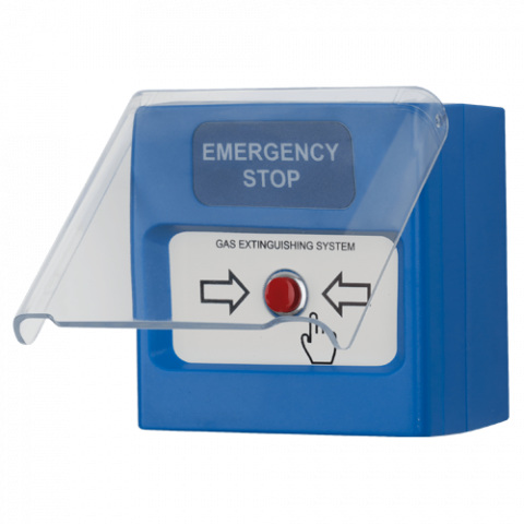 Detectie incendiu - Buton manual oprire de urgenta/temporar, de interior, capac protectie, compatibil cu IVY - TELETEK SensoMAG-MHB50