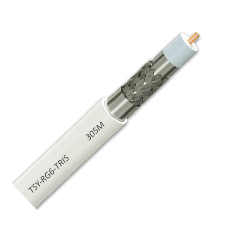 Cabluri COAXIALE - Cablu coaxial RG 6 TRISHIELD, 305m, alb TSY-RG6-TRIS